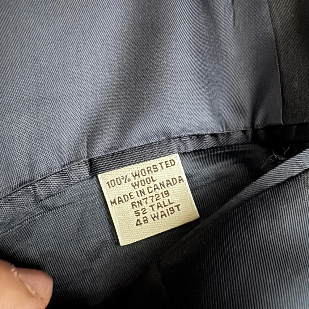Pronto Uomo Suit Mens 52T W48 Navy Blue‎ Solid Worsted Wool Comfort Stretch